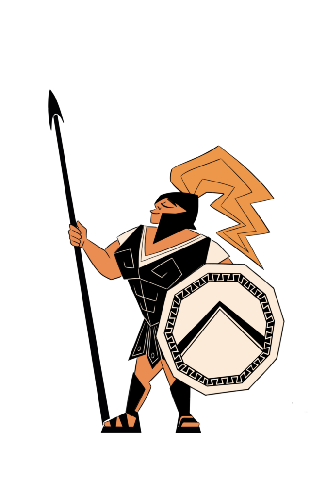 Leonidas, the character representing Sparta. Artwork by Julia Bender.
